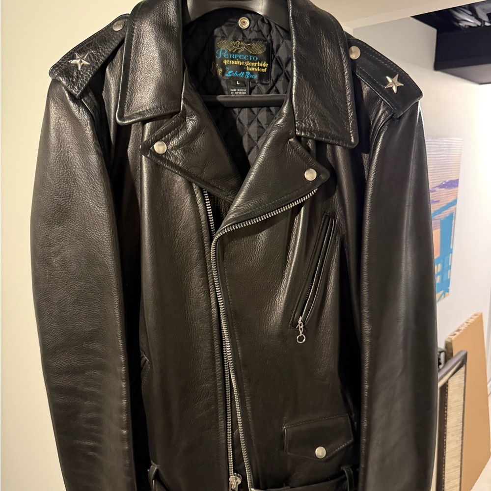 Schott NYC Black Leather Biker Jacket